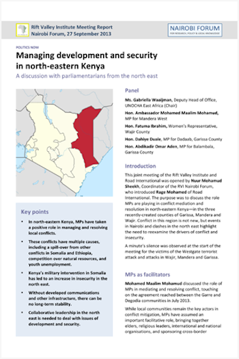 Managing development and security in north-eastern Kenya