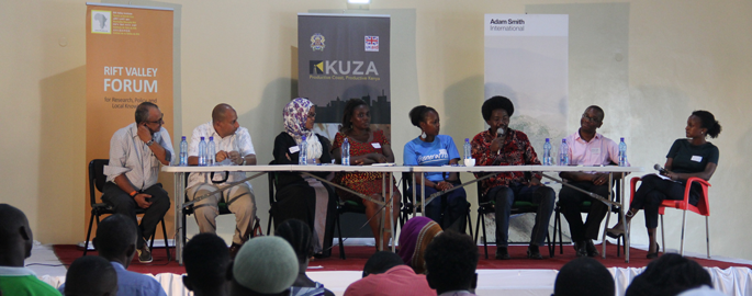 A panel at an RVI Forum on youth unemployment at the Kenyan coast, 8 December 2016, Mombasa, Kenya.