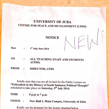 A debate on federalism at Juba University