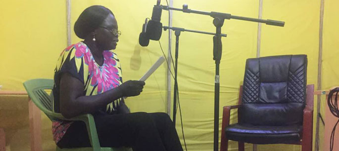 Esther Liberato, actress, records readings of the selected South Sudan National Archives documents for the Tarikh Tana radio show airing on 1 November 2017 on Eye Radio at 16:00 EAT.
