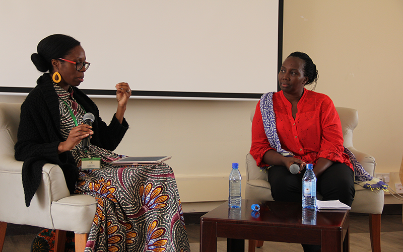 Yolande Bouka and Assumpta Mugiraneza discuss reconciliation in Rwanda