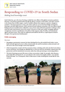 Responding to COVID-19 in South Sudan: Making local knowledge count