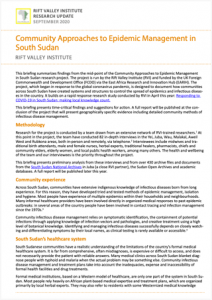 Community Approaches to Epidemic Management in South Sudan