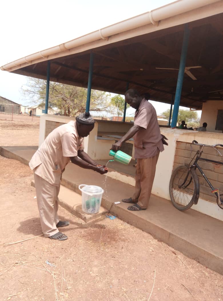 A handwashing station in Aweil